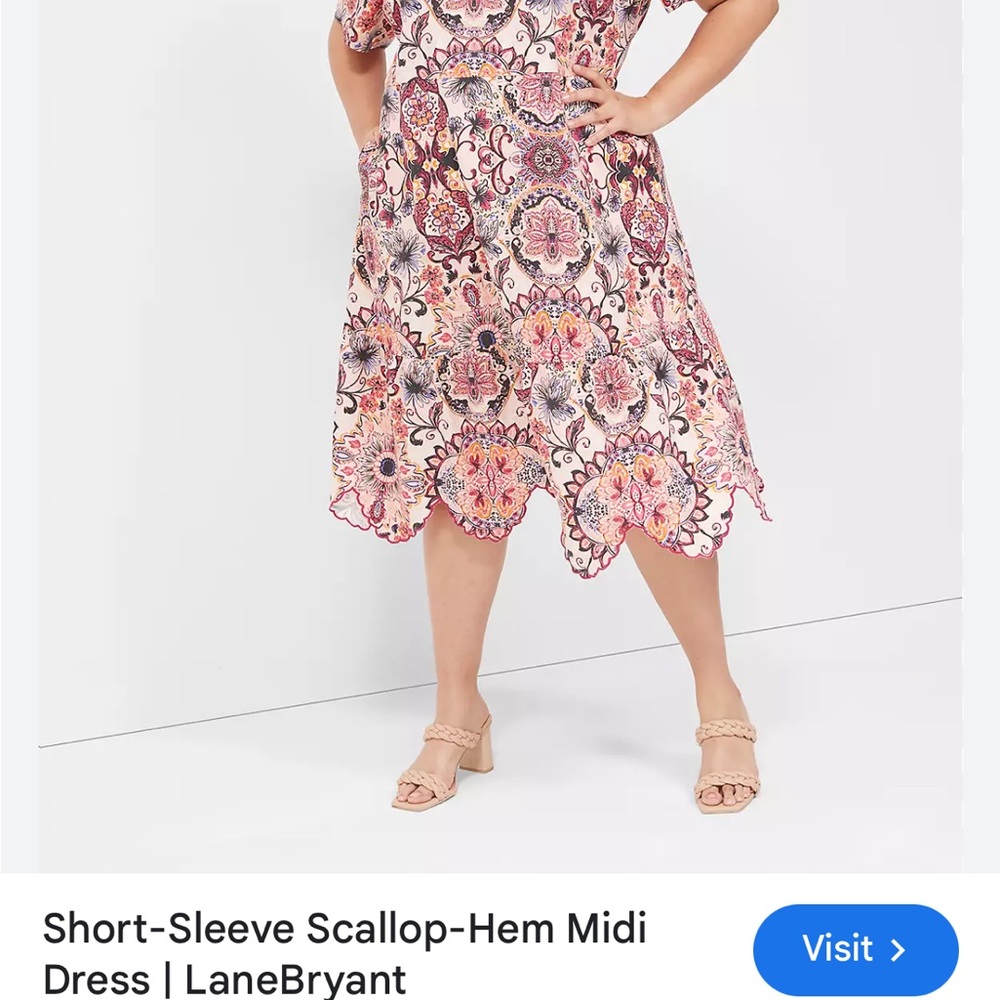 Lane Bryant Pink and Purple Patterned Midi Dress